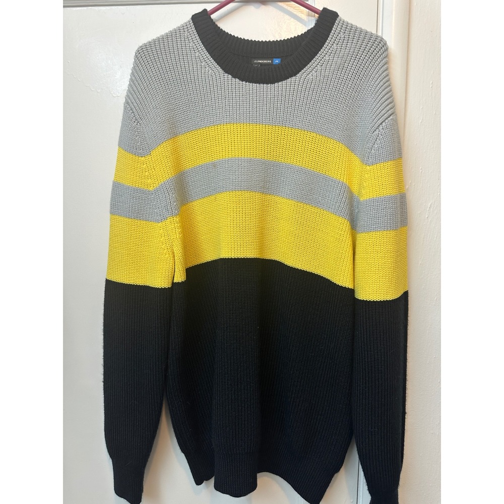 J.Lindeberg Hendrick-Wool Coolmax Sweater Mens XL Colorblock Merino GMKW00414